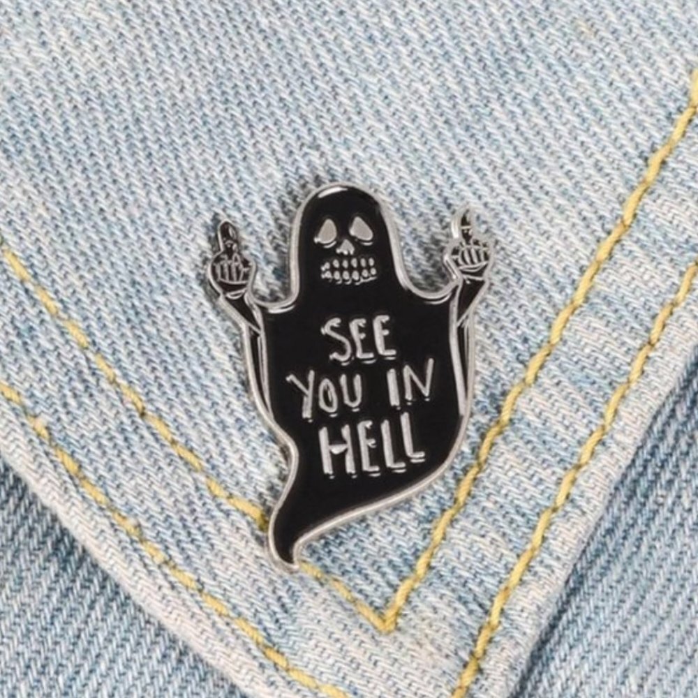 🆕 Funny Black Ghost Enamel Pin Brooch - Picture 1 of 6